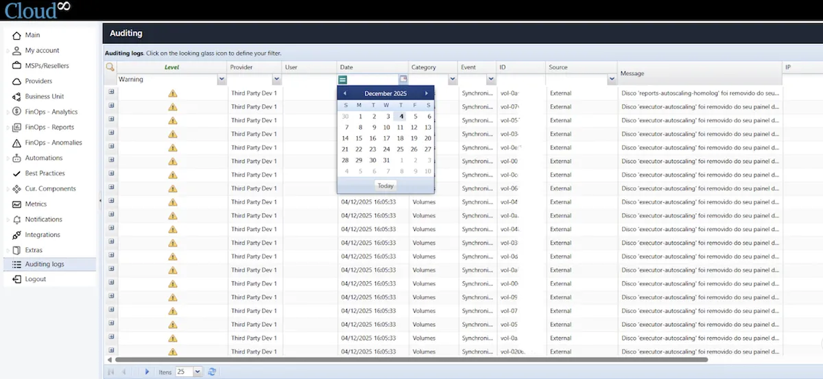 Auditoria de Logs na Plataforma Cloud8