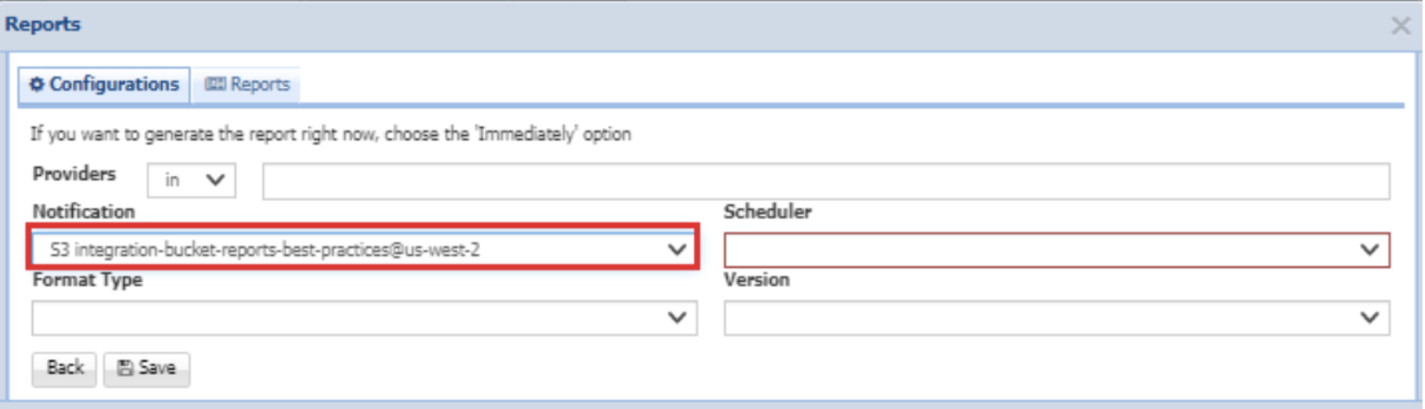 Cloud8 Configuração de Notificação com S3 em Configurações de Relatórios no Melhores Práticas