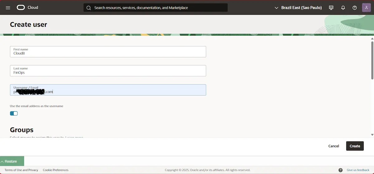 Integrando OCI com Cloud8 Integrando OCI com Cloud8