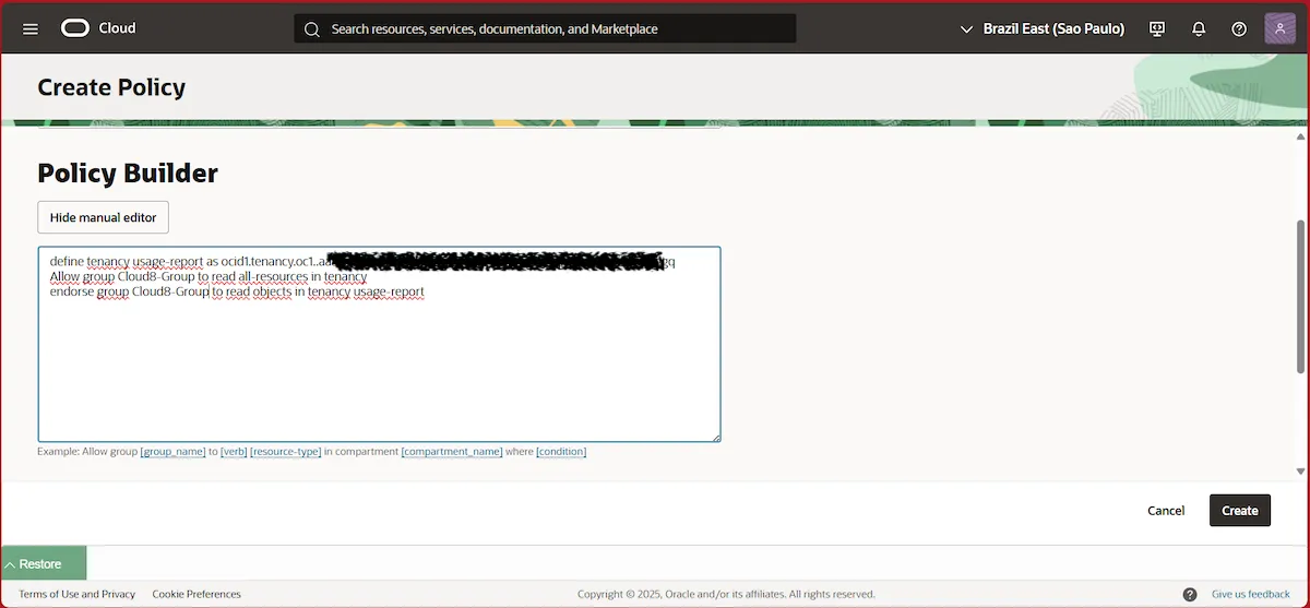 Integrando OCI com Cloud8 Integrando OCI com Cloud8