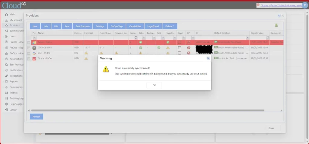 Integrando OCI com Cloud8
