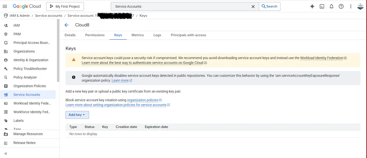 Conectando provedores GCP ao Cloud8 Conectando provedores GCP ao Cloud8