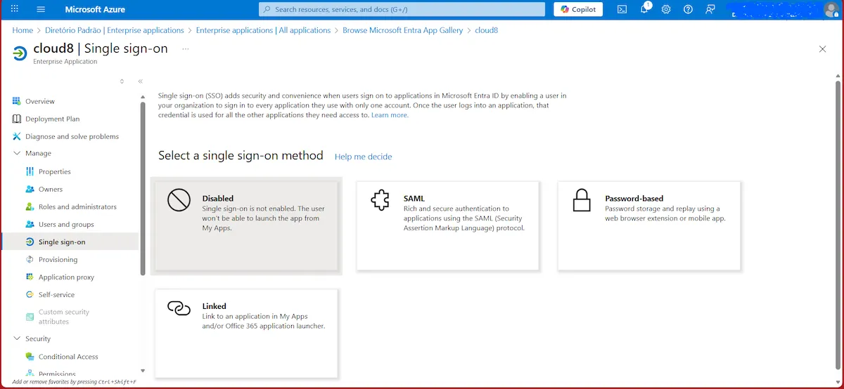 Habilitando SSO no Painel da Cloud8