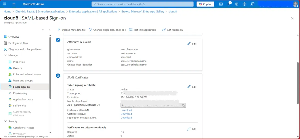 Habilitando SSO no Painel da Cloud8