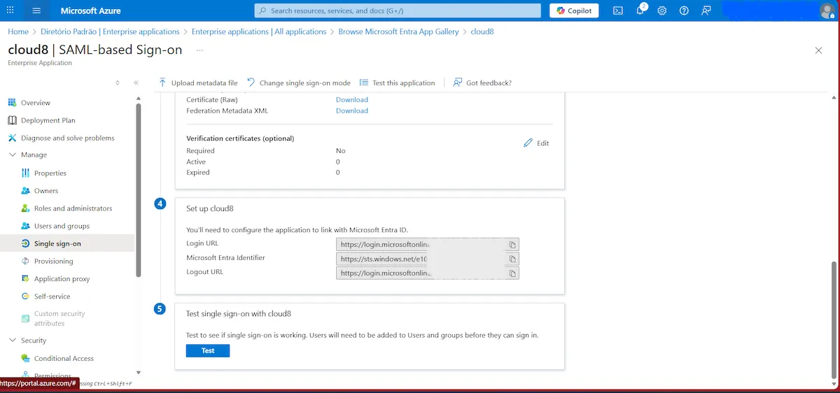 Habilitando SSO no Painel da Cloud8