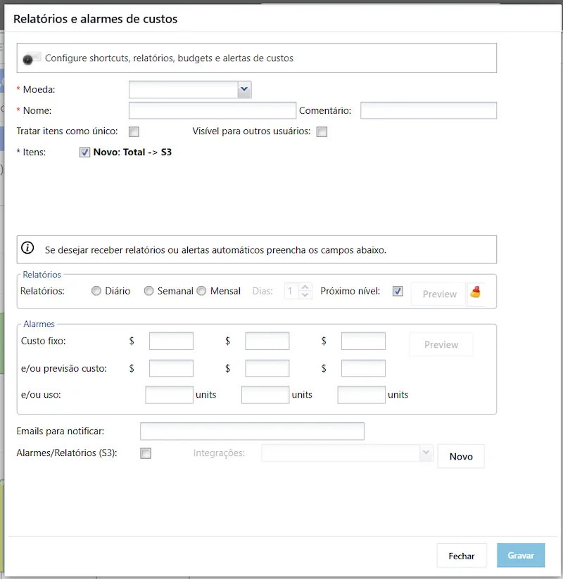 Configurando Relatórios de Custos e Alertas Configurando Relatórios de Custos e Alertas